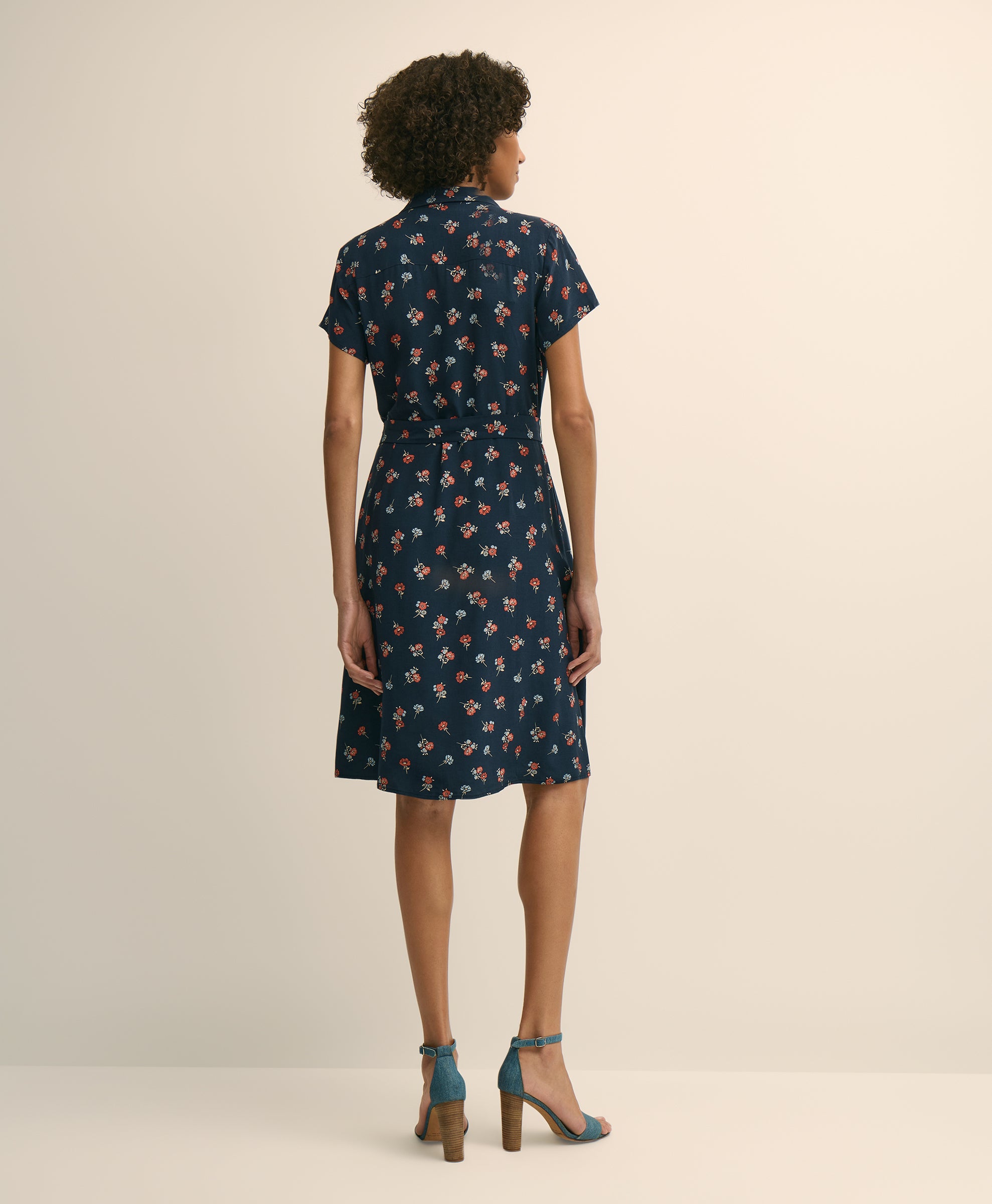 DRS VSCS CDC FLORAL SS SHIRTDRESS KNOTCH
