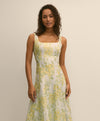 DRS LN VSCS SQUARE NECK FLORAL STRAPPY P