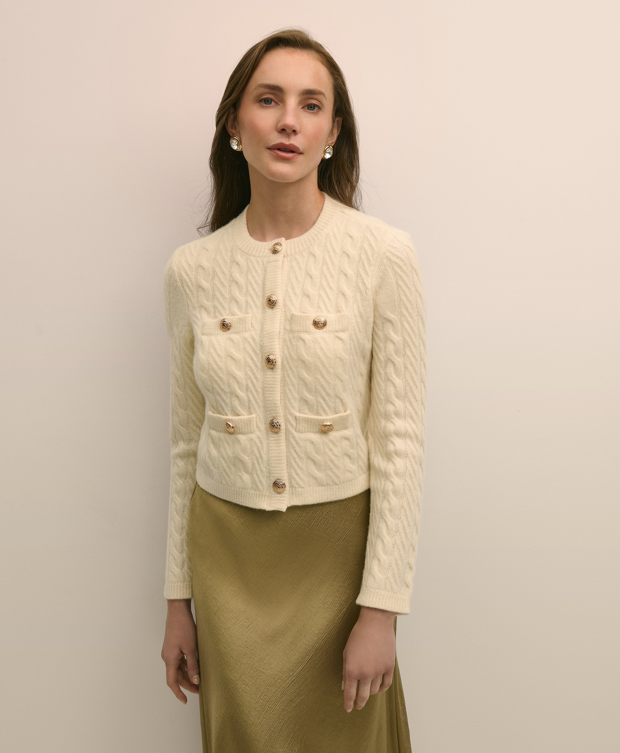 SWT WL CSH CRDGN GOLD BTN WHITE