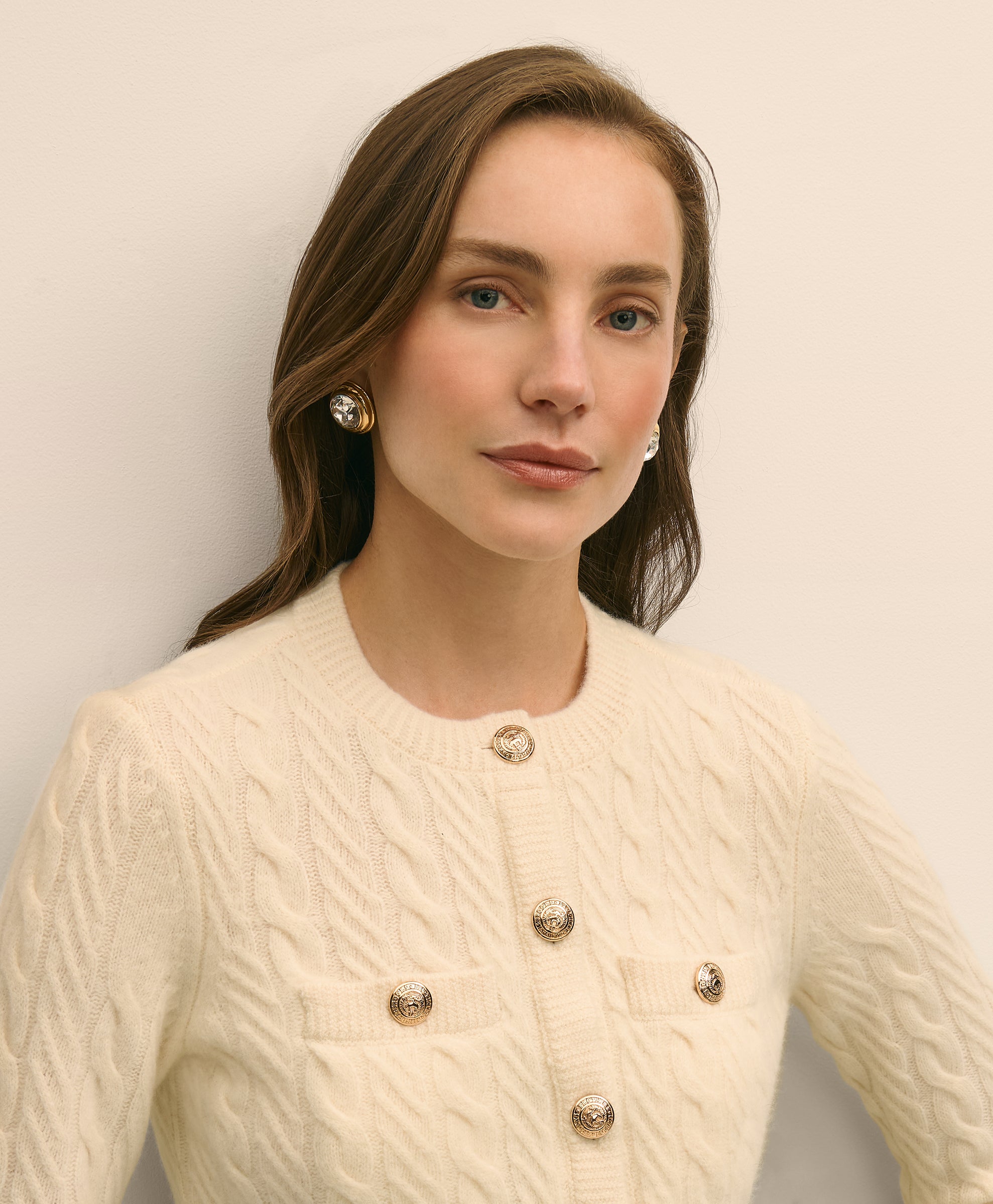 SWT WL CSH CRDGN GOLD BTN WHITE