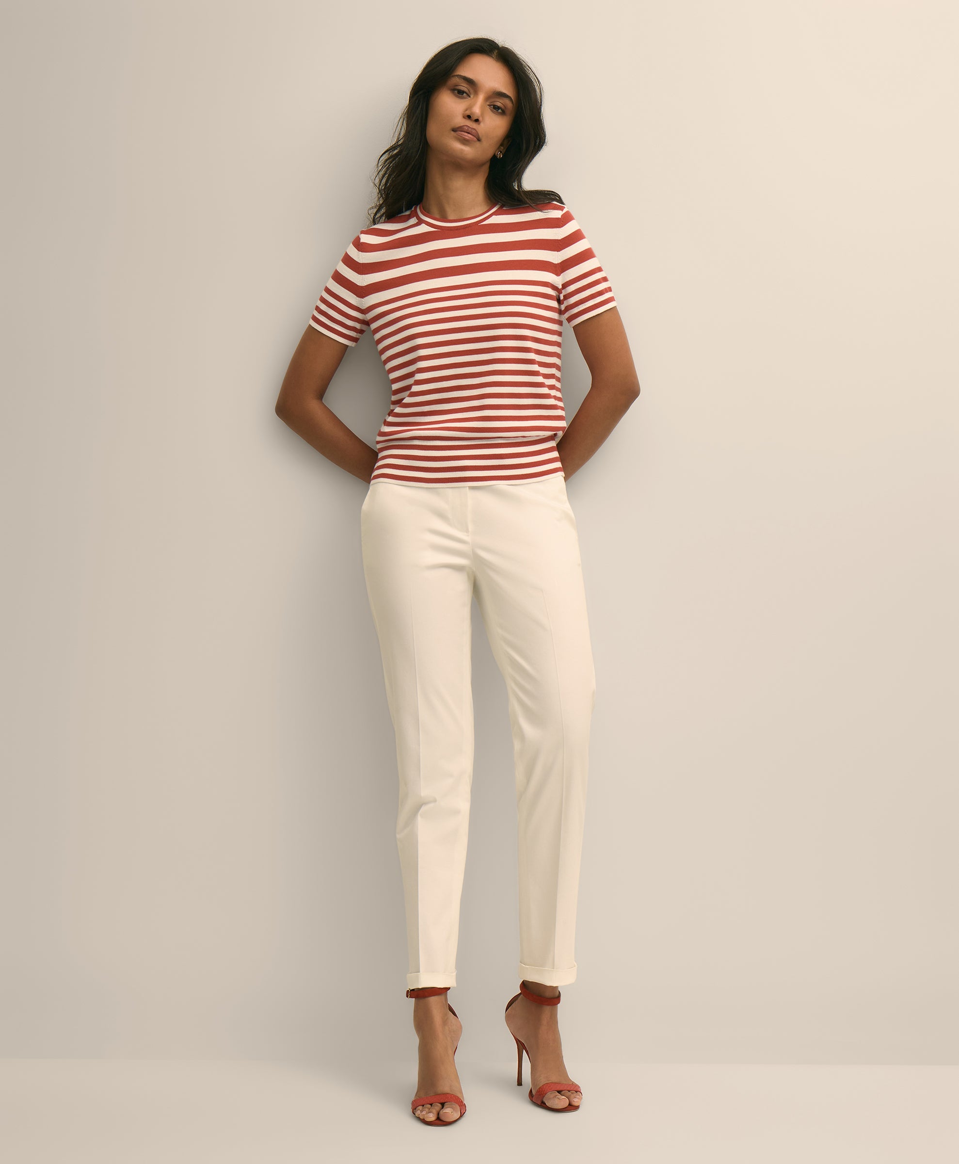 SWT SPMA CTN STRIPED SS SHELL RES WHITE
