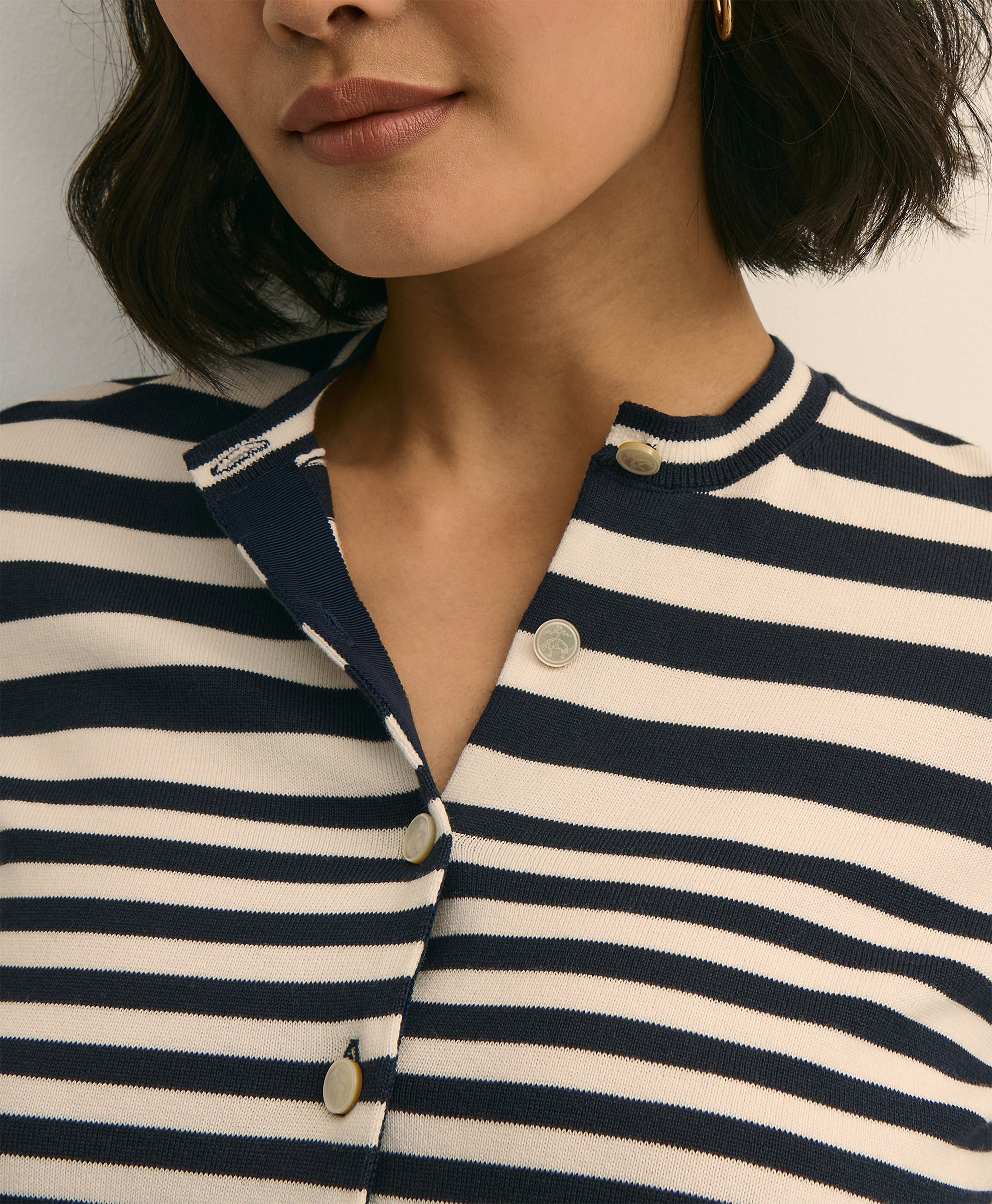 SWT SPMA CTN STRIPED CARDIGAN NAVY VARIG