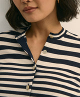 SWT SPMA CTN STRIPED CARDIGAN NAVY VARIG