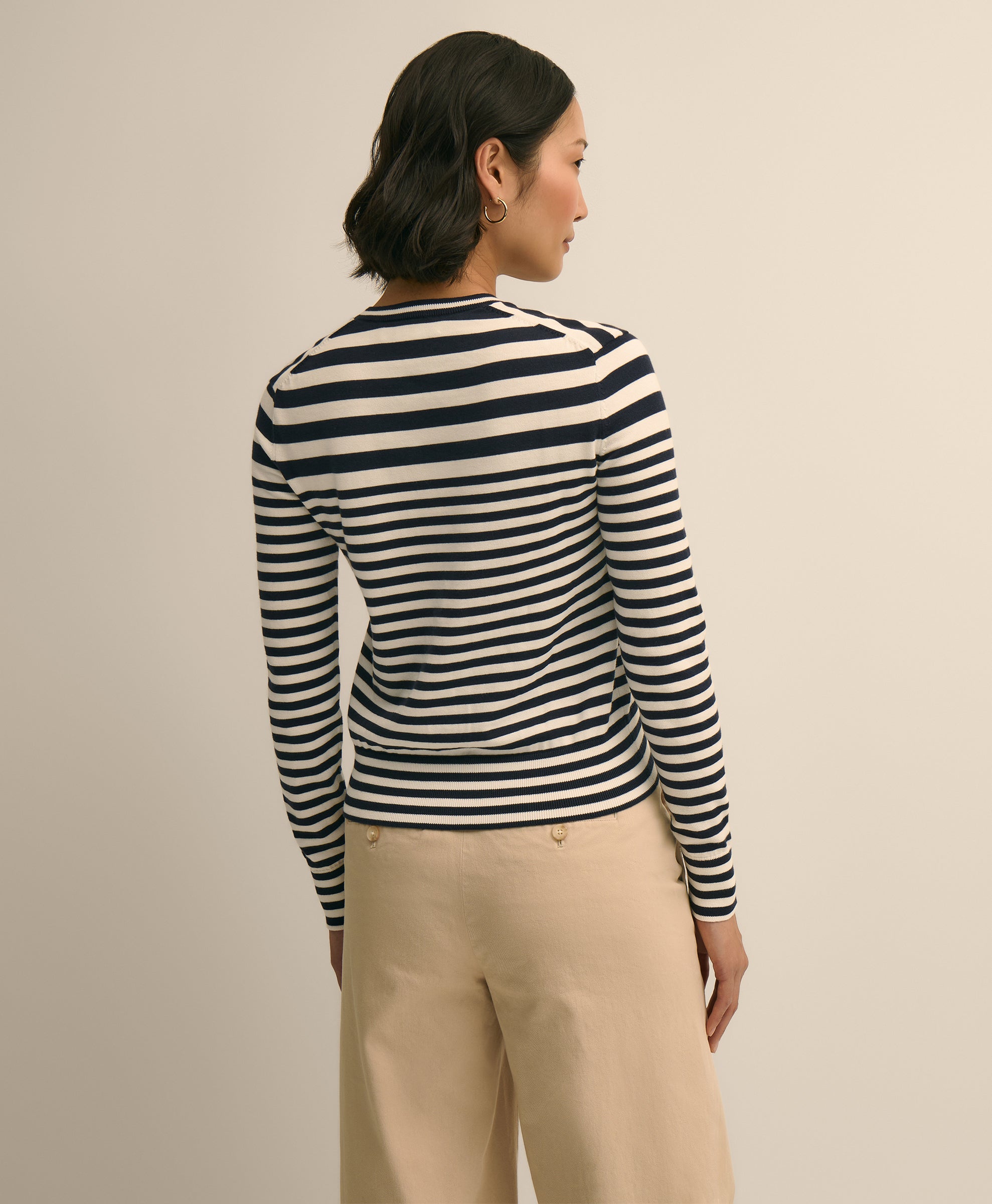 SWT SPMA CTN STRIPED CARDIGAN NAVY VARIG