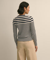 SWT SPMA CTN STRIPED CARDIGAN NAVY VARIG