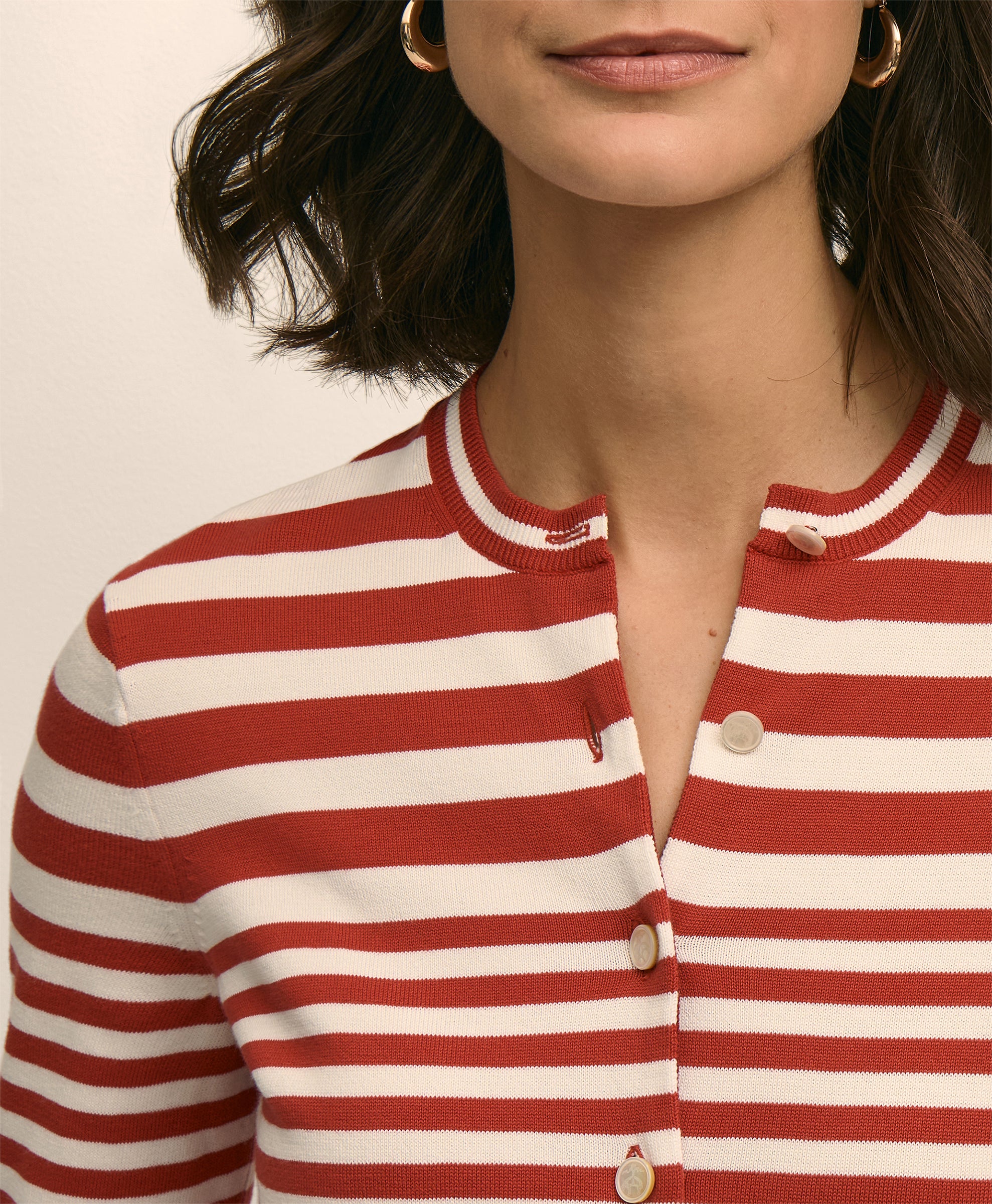 SWT SPMA CTN STRIPED CARDIGAN RED WHITE