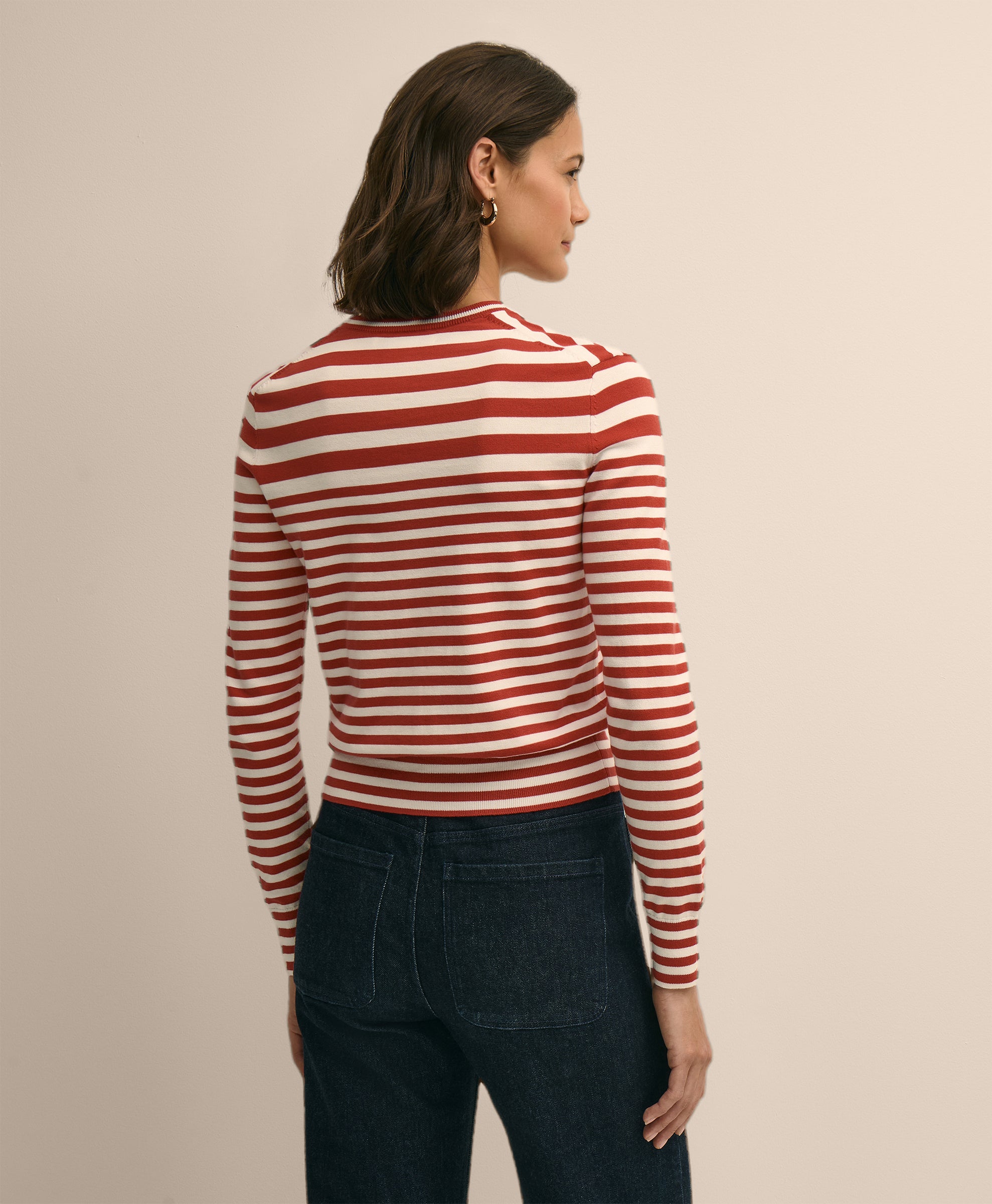 SWT SPMA CTN STRIPED CARDIGAN RED WHITE