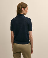 SWT CTN RFFL NECK SS POINTELLE Navy