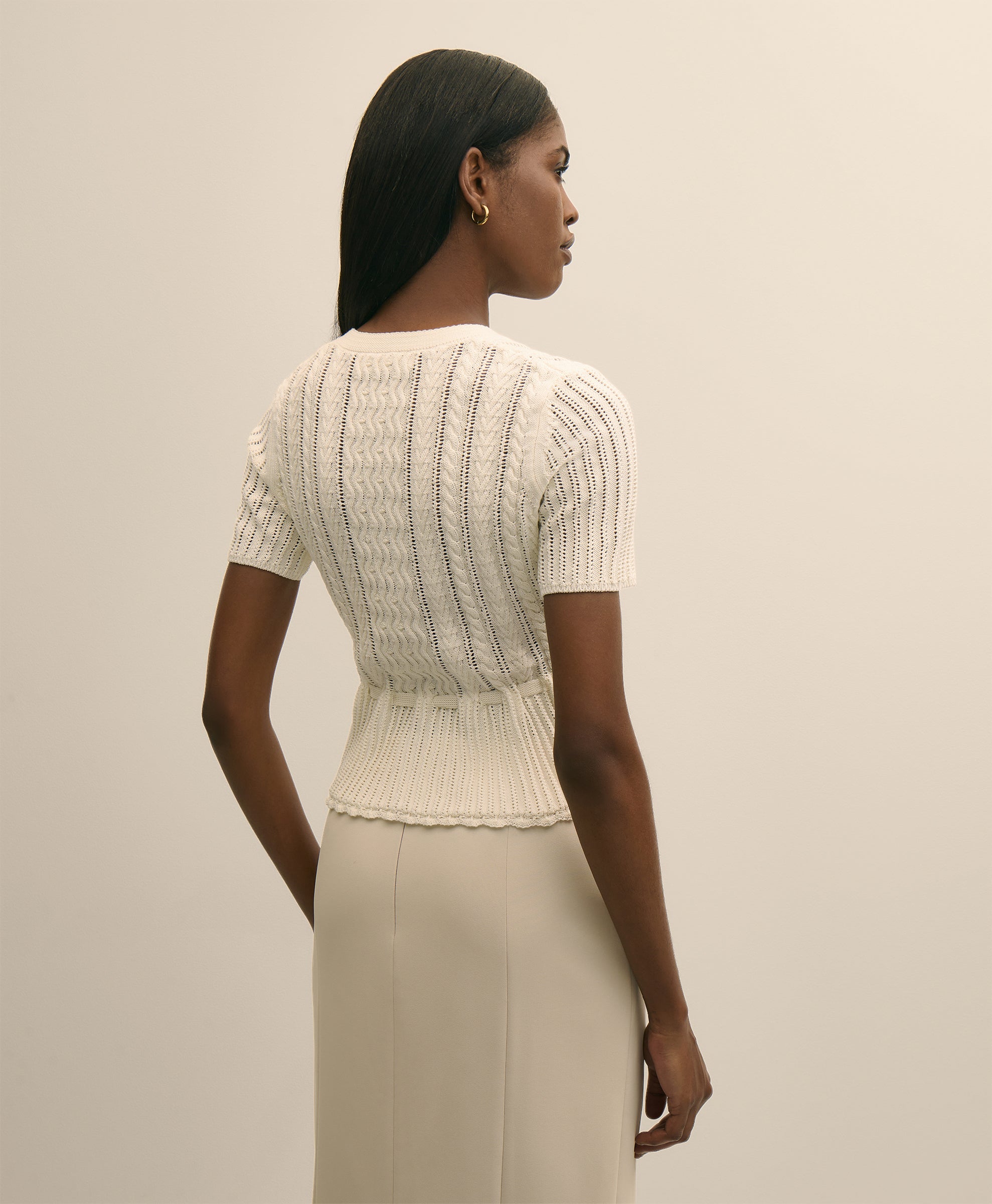 SWT SS POINTELLE PEPLUM UPDATE marshmall
