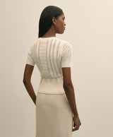 SWT SS POINTELLE PEPLUM UPDATE marshmall
