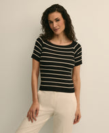 SWT SS OFF SHOULDER STRIP Black off whit