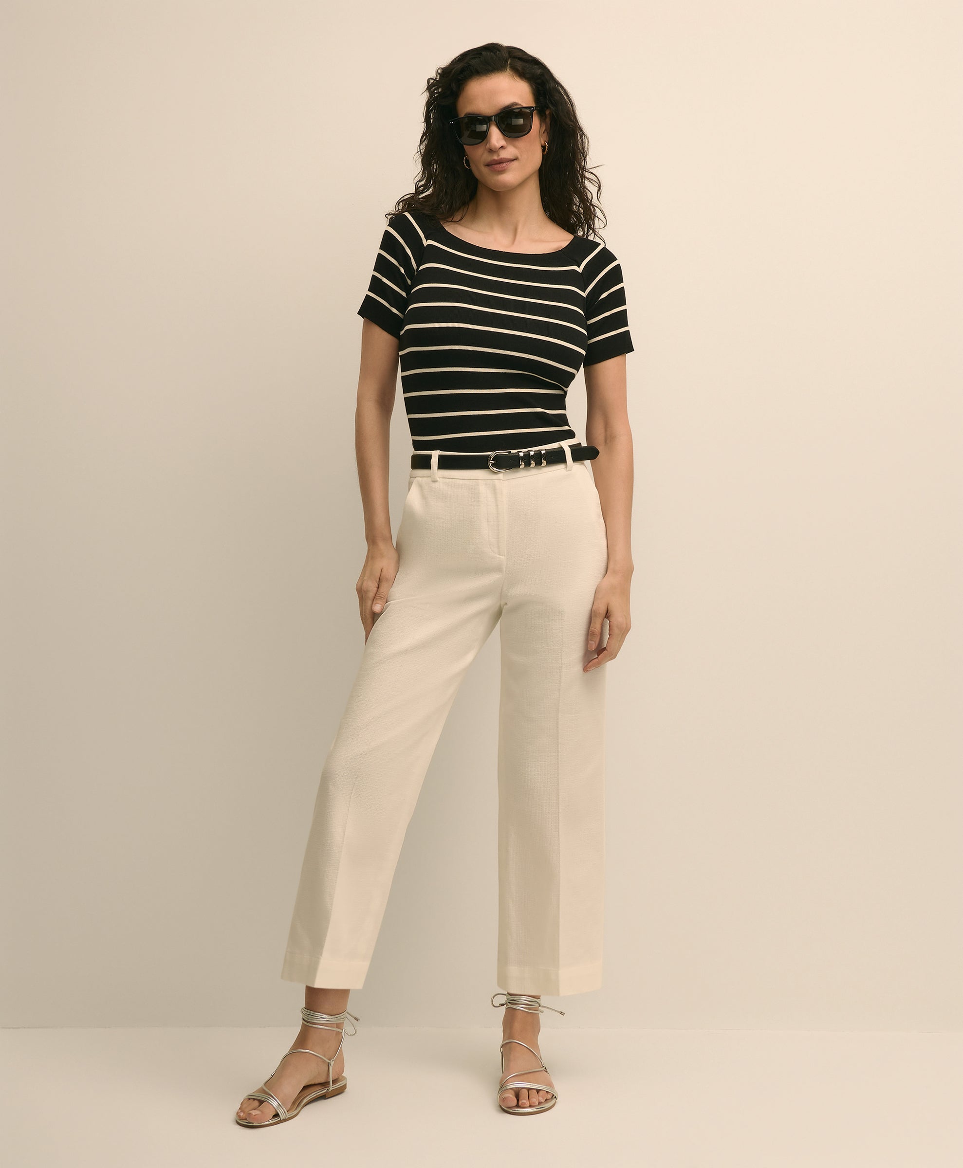 SWT SS OFF SHOULDER STRIP Black off whit