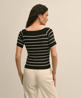 SWT SS OFF SHOULDER STRIP Black off whit