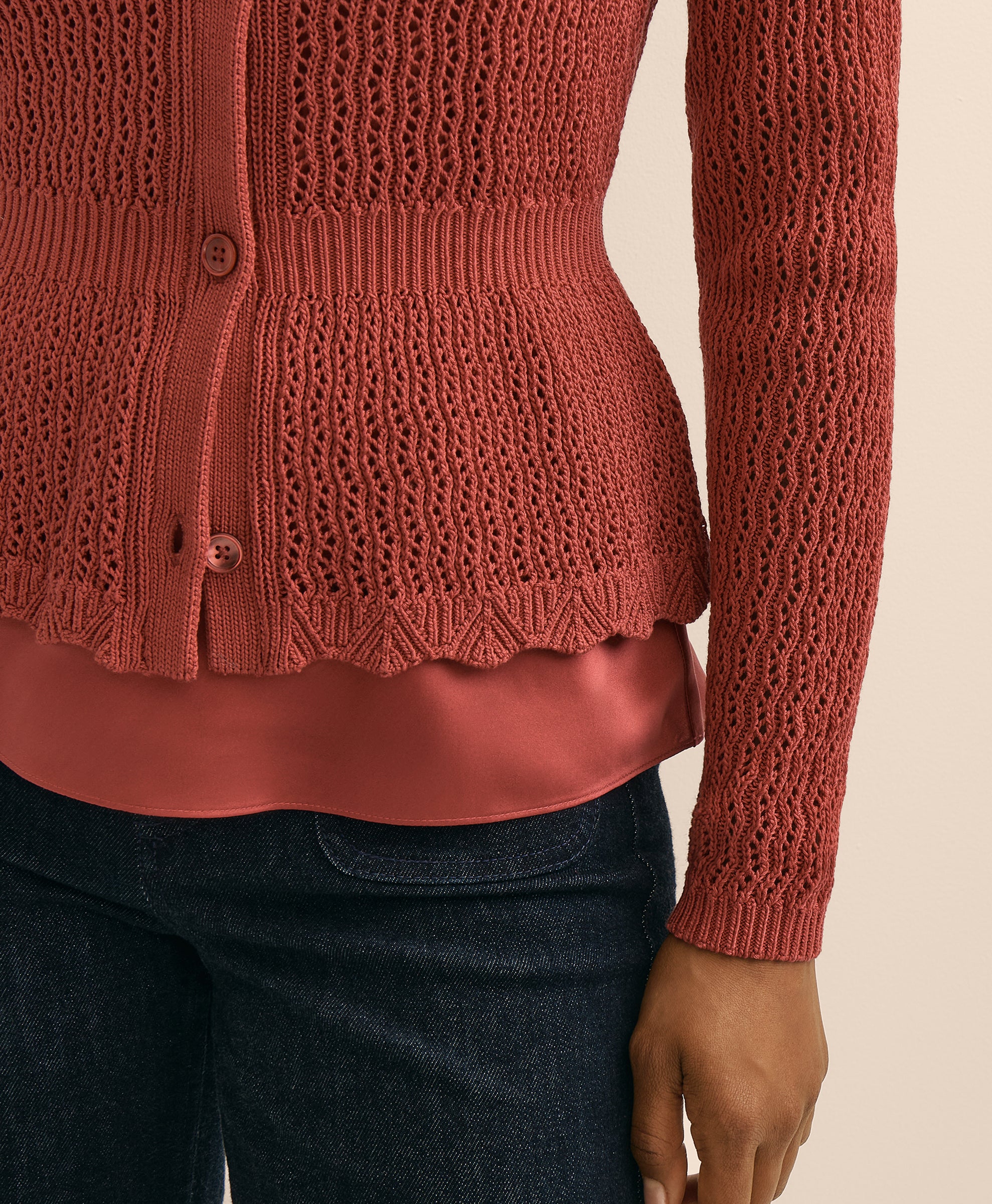 Cotton Pointelle Cardigan